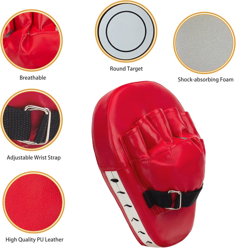 ZERUIDM 3-in-1 Boxing Pads and Kick Punching Mitts Set, Leather Hand Target Focus Pads, MMA Muay Thai Pads for Kicking Taekwondo Karate Kickboxing, Kids Adults Boxing Training Sparring Gear Equipment - Image 3